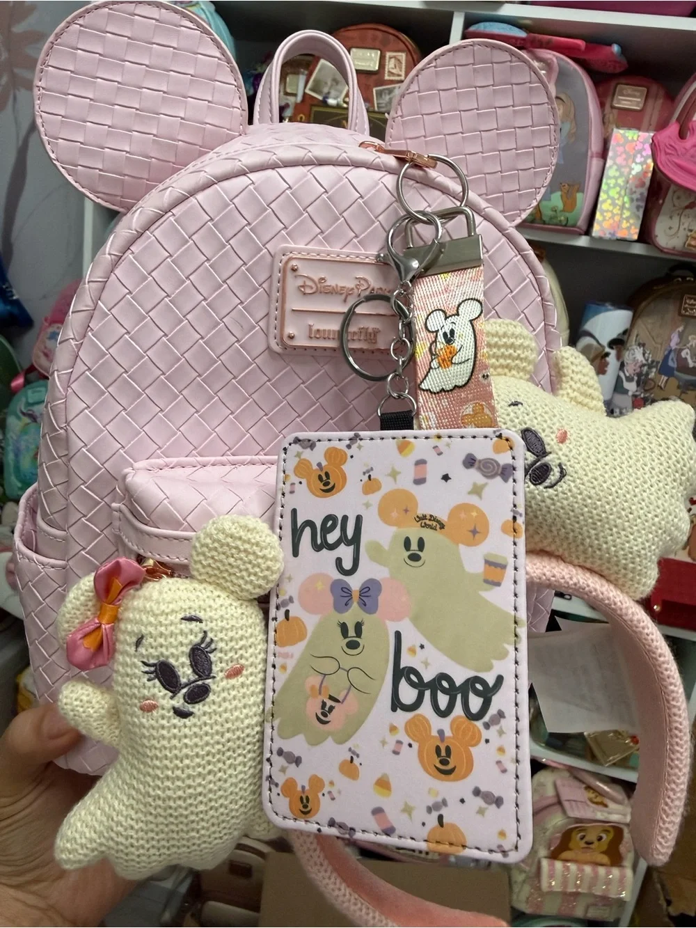 Mickey and Minnie pink ghost 2026 Hey Boo' Pink Card Holder
